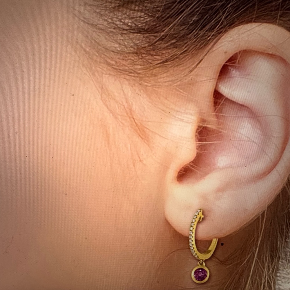 Effy Gold Earrings with Purple Gemstone